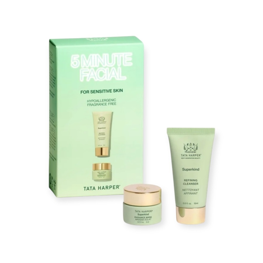 new Tata Harper ༅ Superkind 5 Min Facial Set ༅ Refining Cleanser Radiance Mask
